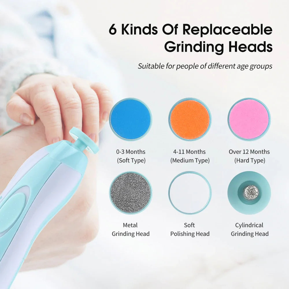 6 in 1 Baby Electric Nail Trimmer For Kids - Newborn to Adult