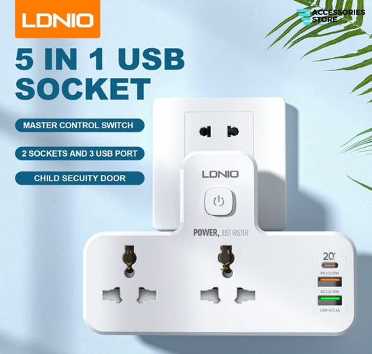 Lonio 2 AC Outlets Portable Extension Power Socket