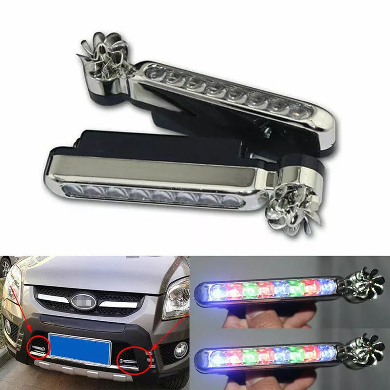 2 PCS UNIVERSAL WIND ENERGY - 8 LED HEAD LAMP WIND POWER CAR RUNNING LIGHT